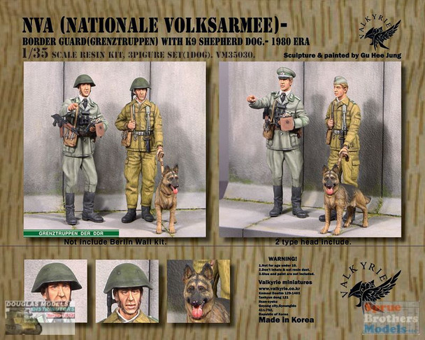 VLKVM35030 1:35 Valkyrie Models - National Volksarmee Border Guards with K9 Dog 1980 Era Figure Set (3 figures)