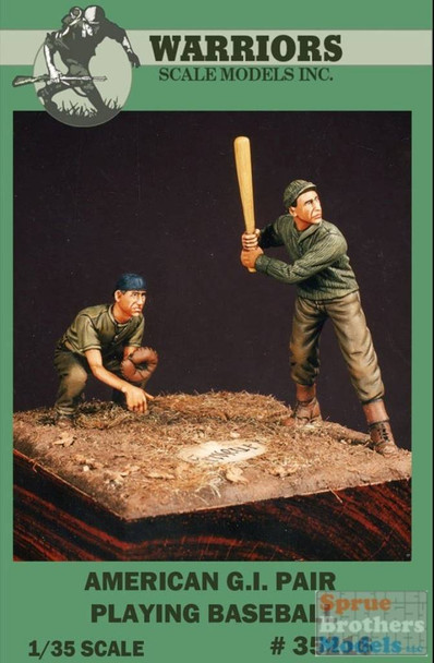 WARN35216 1:35 Warriors Scale Models Figure Set: American GI Pair Playing Baseball