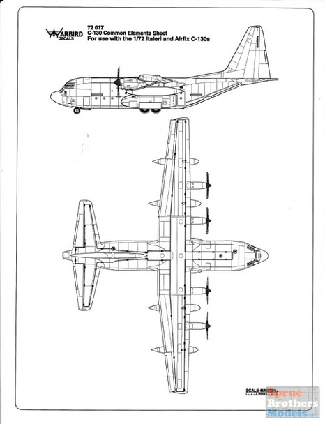 WBD72017 1:72 Warbird Decals - C-130 Hercules Common Elements Sheet #72017