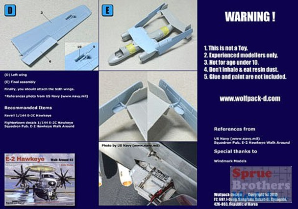 WPD14404 1:144 Wolfpack E-2C Hawkeye Folded Wing Set (REV kit) #14404