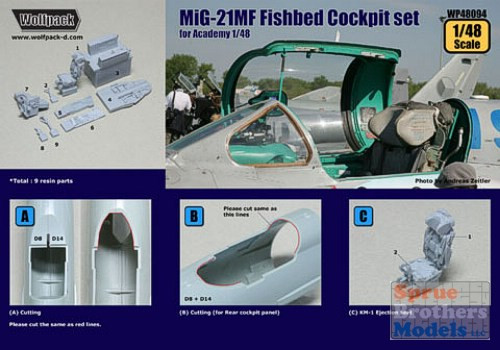 WPD48094 1:48 Wolfpack MiG-21MF Fishbed Cockpit Set (ACA kit