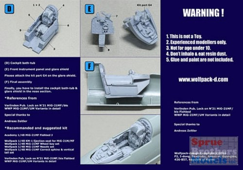 WPD48094 1:48 Wolfpack MiG-21MF Fishbed Cockpit Set (ACA kit