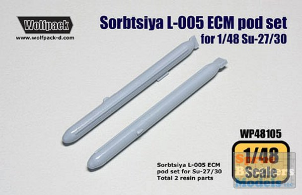 WPD48105 1:48 Wolfpack Sorbtsiya L-005 ECM Pod Set for Su-27/30/33 #48105