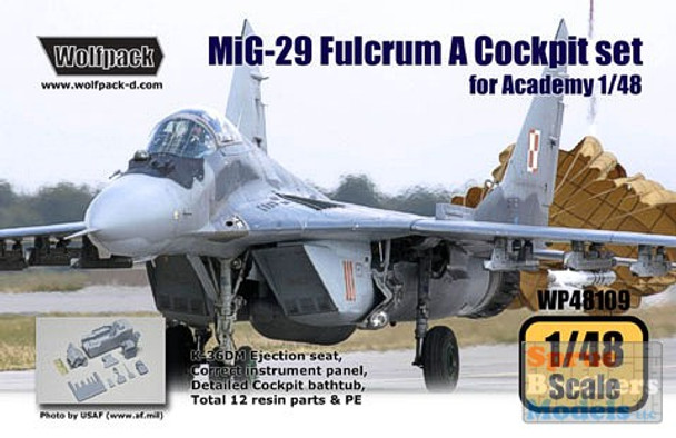 WPD48109 1:48 Wolfpack MiG-29 (9-12) Fulcrum A Cockpit Set (ACA kit) #48109