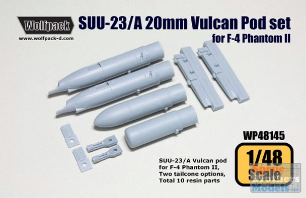 WPD48145 1:48 Wolfpack SUU-23/A Vulcan Pod Set (for F-4 Phantom II))