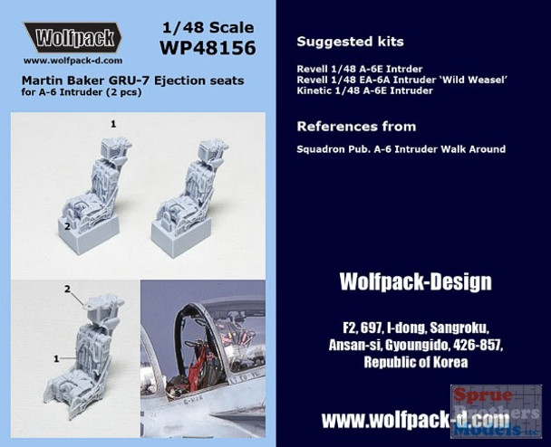 WPD48156 1:48 Wolfpack Martin Baker GRU-7 Ejection Seats for A-6 Intruder #48156