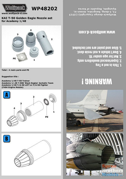 WPD48202 1:48 Wolfpack KAI T-50 Golden Eagle F404 Engine Nozzle Set (ACA kit)