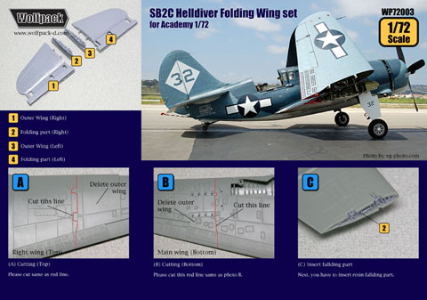 WPD72003 1:72 Wolfpack SB2C Helldiver Folding Wing Conversion Set (ACA kit) #72003
