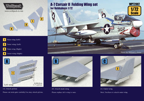WPD72007 1:72 Wolfpack A-7 Corsair II Folding Wing Set (HBS kit