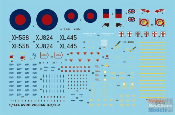 WPDDEC14401 1:144 Wolfpack Decal - Avro 698 Vulcan Part 1