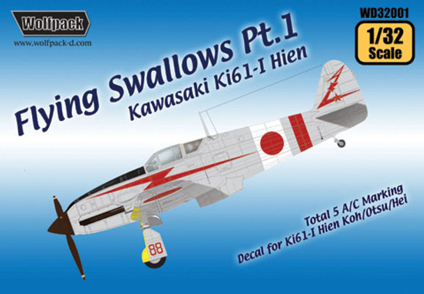 WPDDEC32001 1:32 Wolfpack Decal - Flying Swallows Pt 1 Kawasaki Ki61-I Hien #DEC32001