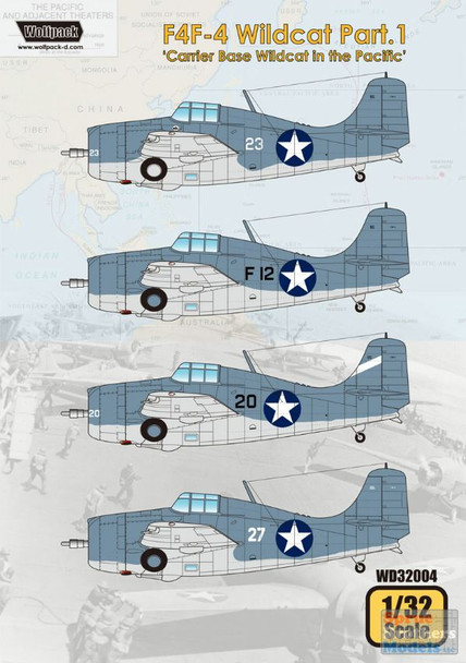 WPDDEC32004 1:32 Wolfpack Decal - F4F-4 Wildcat Part 1 'Carrier Based Wildcat in the Pacific'