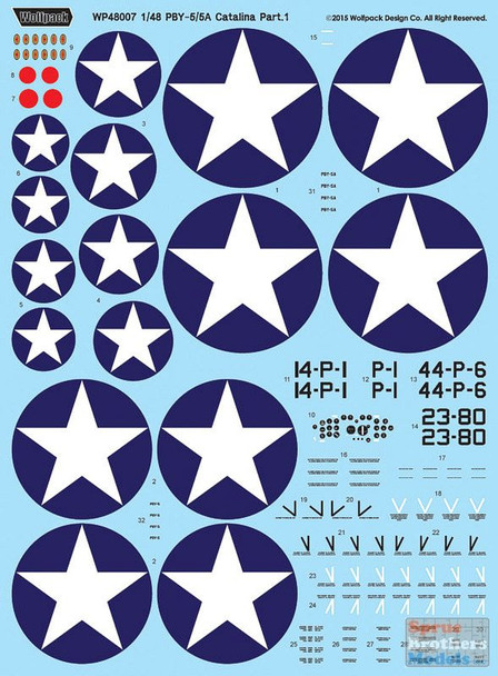 WPDDEC48007 1:48 Wolfpack Decal - PBY Catalina Part 1: Pacific Theater (PBY-5/5A)