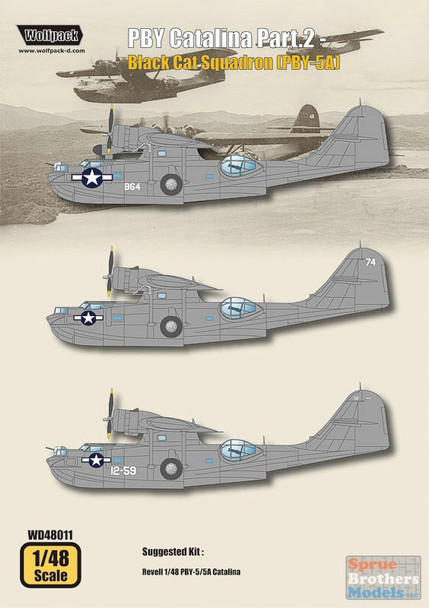 WPDDEC48011 1:48 Wolfpack Decal - PBY Catalina Part 2: Black Cat Squadron (PBY-5A)