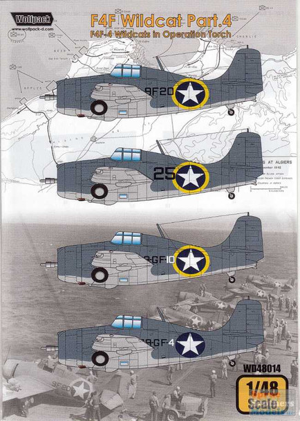 WPDDEC48014 1:48 Wolfpack Decal - F4F Wildcat Part 4 'F4F-4 Wildcats in Operation Torch'