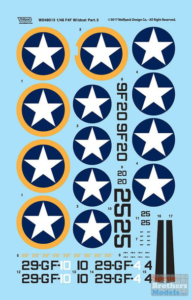WPDDEC48014 1:48 Wolfpack Decal - F4F Wildcat Part 4 'F4F-4 Wildcats in Operation Torch'