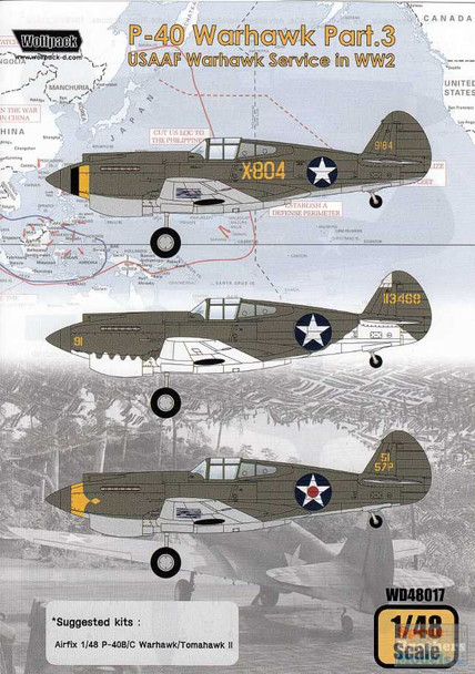 WPDDEC48017 1:48 Wolfpack Decal - P-40 Warhawk Part 3: USAAF Warhawk Service in WW2