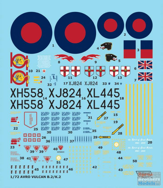 WPDDEC72001 1:72 Wolfpack Decal - Avro 698 Vulcan Part 1