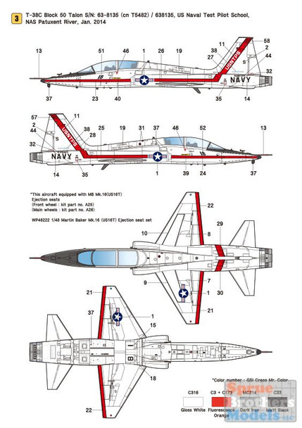 WPDDEC48019 1:48 Wolfpack Decal - T-38C Talon 'USNTPS'