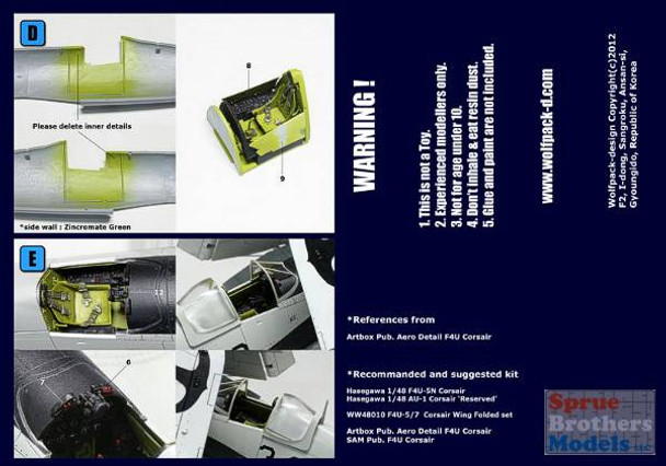 WPDWW48009 1:48 Wolfpack F4U-5N Corsair Cockpit Set (HAS kit)
