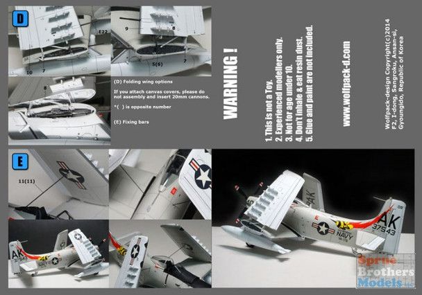 WPDWW48016 1:48 Wolfpack A-1 Skyraider Wing Folded Set (TAM kit)