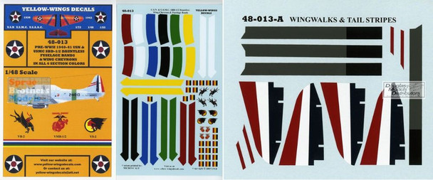 YWD48013 1:48 Yellow Wings Decals SBD-1 SBD-2 Dauntless 1940-41 Fuselage Bands & Wing Chevrons