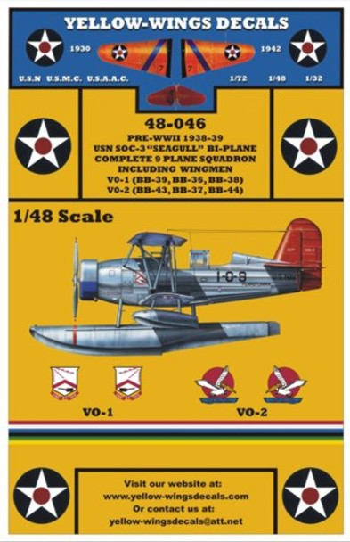 YWD48046 1:48 Yellow Wings Decals USN SOC-3 SEAGULL VO-1 & VO-2 #48046