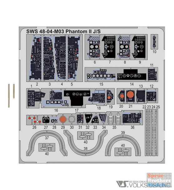 ZKMA29363 1:48 Zoukei-Mura - F-4J F-4S Phantom II Color Photo Etch Detail & Turned Metal Parts Set (ZKM kit)