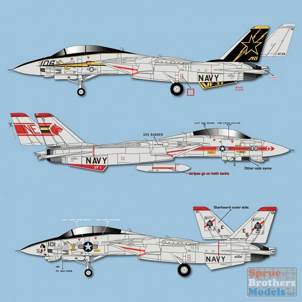 ZTZ32079 1:32 Zotz Decals - F-14A Tomcat Part 2 VF-1 VF-33 VF-41