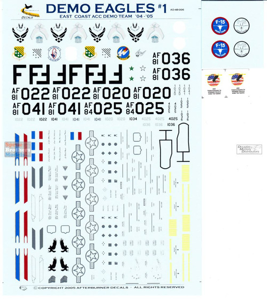 AFD48006 1:48 Afterburner Decals F-15C Eagle "Demo Eagles #1" 1st FW Langley AFB