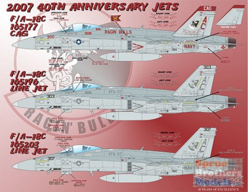 AFD48035 1:48 Afterburner Decals F-18C Hornet VFA-37 Ragin' Bulls