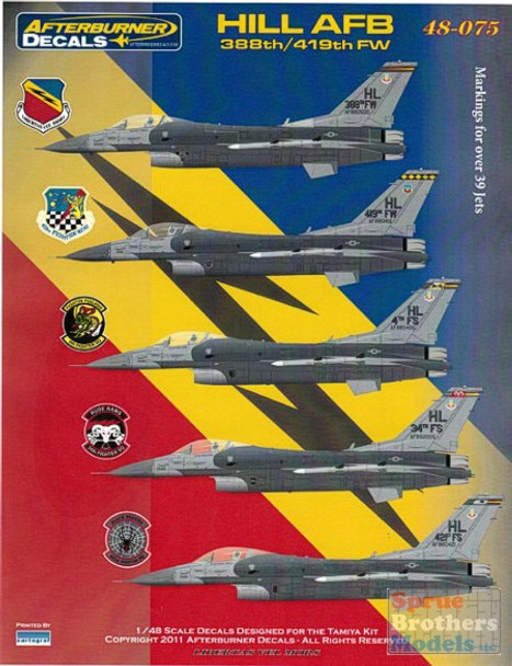 AFD48075 1:48 Afterburner Decals Hill AFB 388th/419th FW F-16 Falcons #48075