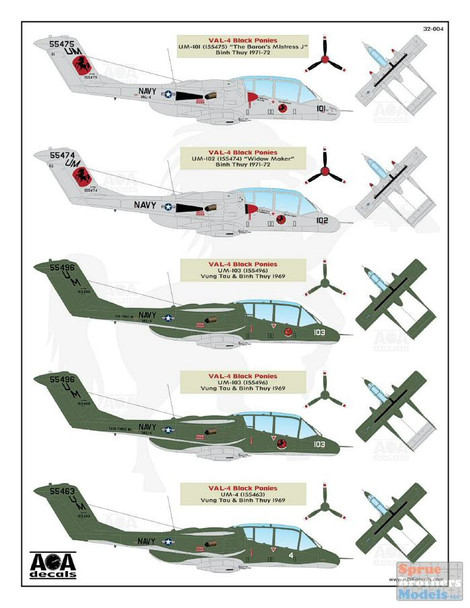 AOA32004 1:32 AOA Decals - USN/USMC OV-10A Bronco 'Black Ponies & More Ponies' in the Vietnam War Era