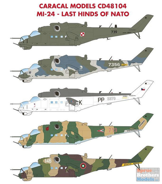 CARCD48104 1:48 Caracal Models Decals - Mi-24 Hind 'Last Hinds of NATO'