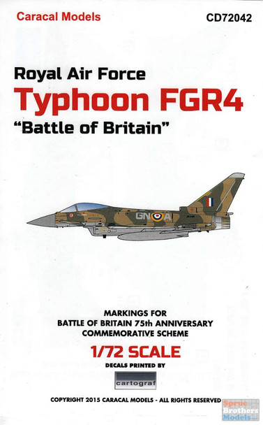 CARCD72042 1:72 Caracal Models Decals - Royal Air Force Typhoon FGR4 "Battle of Britain"