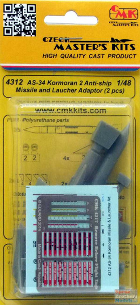 CMK4312 1:48 CMK AS-34 Kormoran 2 Anti-Ship Missile and Launcher Adaptor (2 pcs)