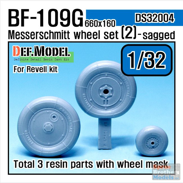 DEFDS32004 1:32 DEF Model Bf 109G 660x160 Sagged Wheel Set #2 (REV kit)