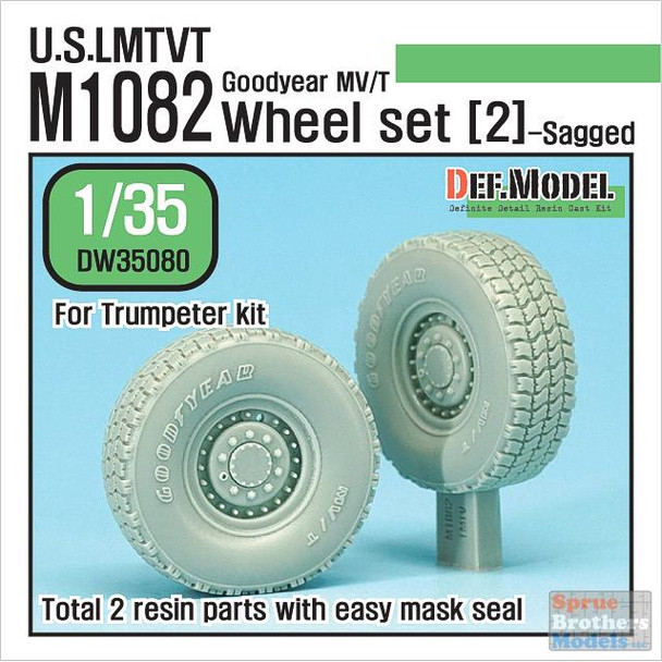 DEFDW35080 1:35 DEF Model US LMTV Trailer M1082 Goodyear MV/T Sagged Wheel Set (TRP kit)