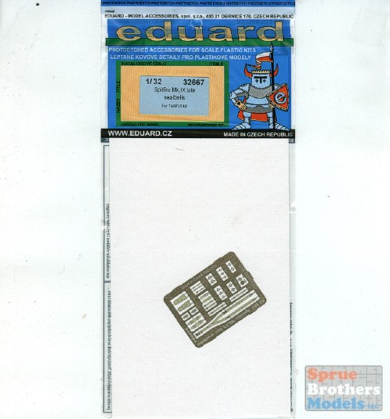 EDU32667 1:32 Eduard Color PE - Spitfire Mk IX Late Seatbelts (TAM kit) #32667