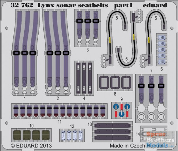 EDU32762 1:32 Eduard Color PE - Lynx Mk 88 Sonar Seatbelts Set (REV kit)