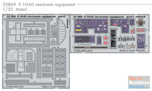 EDU32869 1:32 Eduard Color PE - F-104G Starfighter Electronic Equipment (ITA kit)