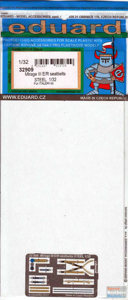 EDU32909 1:32 Eduard Color PE - Mirage IIIE/R Seatbelt Set [STEEL] (ITA kit)