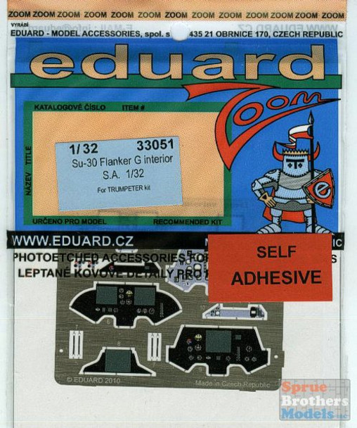 EDU33051 1:32 Eduard Color Zoom PE - Su-30 Flanker G Interior (TRP kit) #33051