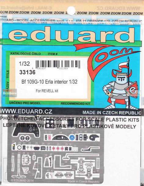 EDU33136 1:32 Eduard Color Zoom PE - Bf 109G-10 Erla Interior (REV kit)