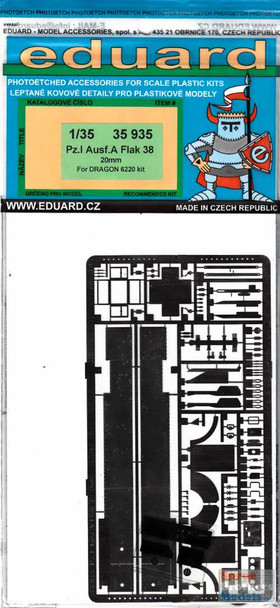 EDU35935 1:35 Eduard PE Panzer I Ausf A Flak 38 20mm Detail Set (DRA kit)