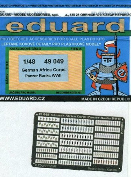 EDU49049 1:48 Eduard Color PE -  German Africa Corps Panzer Ranks WWII #49049