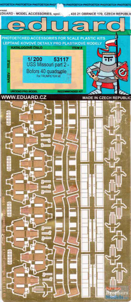 EDU53117 1:200 Eduard PE - USS MIssouri Detail Set Part 2 - Bofors 40 Quadruple (TRP kit)