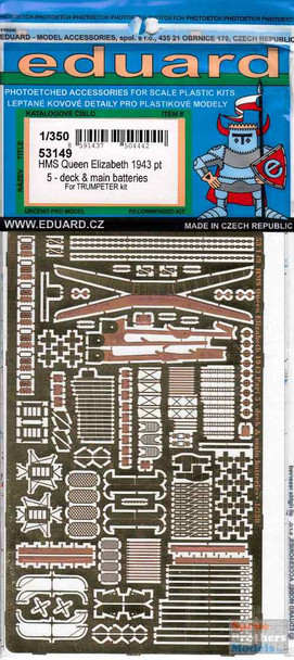 EDU53149 1:350 Eduard PE - HMS Queen Elizabeth 1943 Part 5 Deck & Main Batteries (TRP kit)