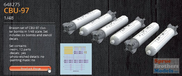 EDU648275 1:48 Eduard CBU-97 1000-lb Sensor Fuzed Weapon Set