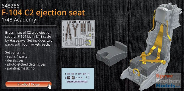 EDU648286 1:48 Eduard F-104 Starfighter C2 Ejection Seat (HAS kit)